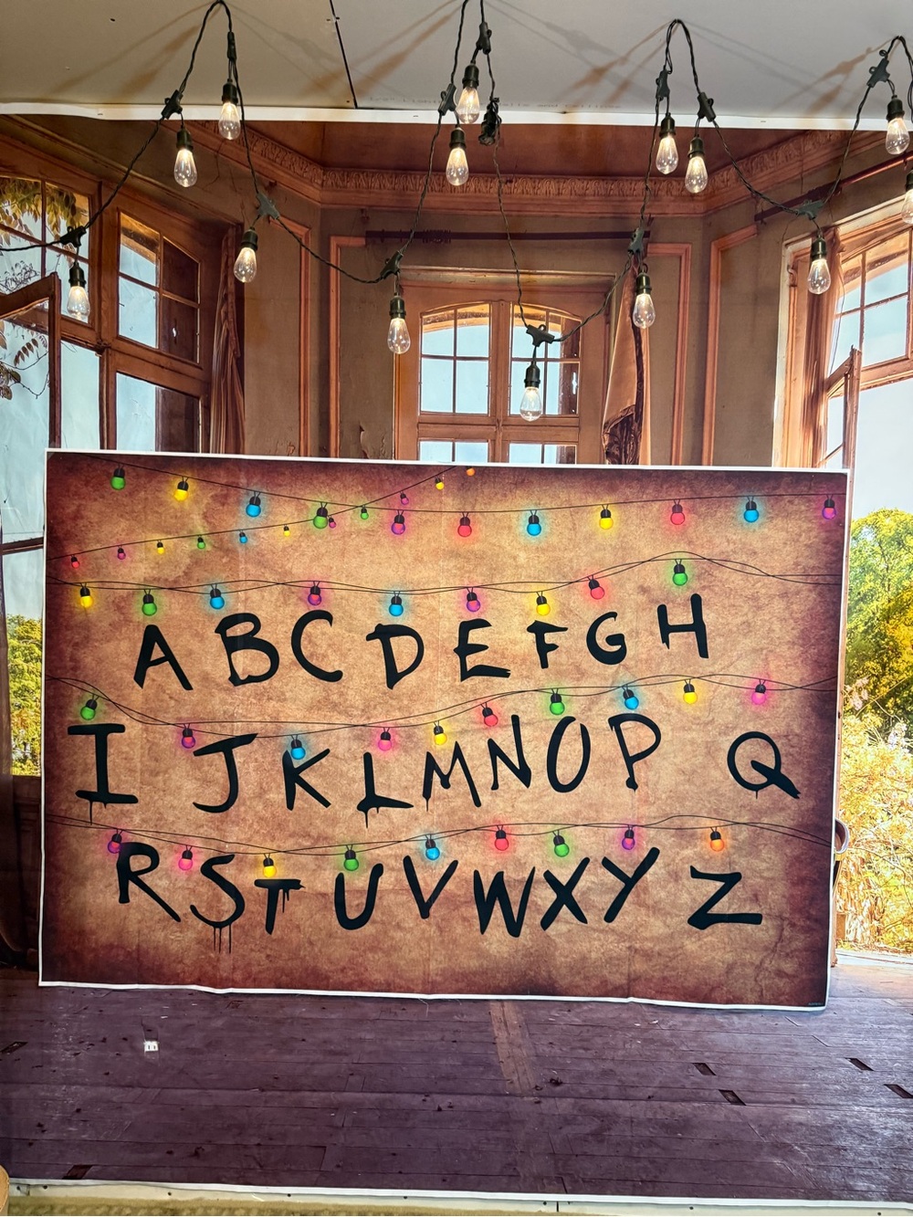 Stranger Things Alphabet Light Backdrop Mural Multicolor Christmas Creepy